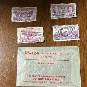 Vintage 1935 US Postage Stamps Collection Original Package Missing 1 Stamp